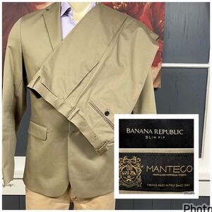 Banana Republic Suit Mens 38R Slim Fit Pants 31x31 Cotton Stretch‎ Acorn Khaki